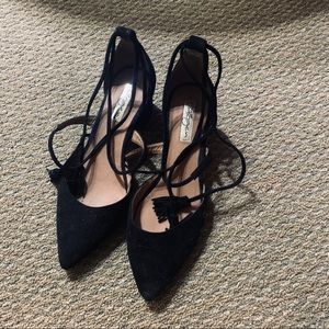 Halogen Black Suede Lace Up Block Heels Size 6M